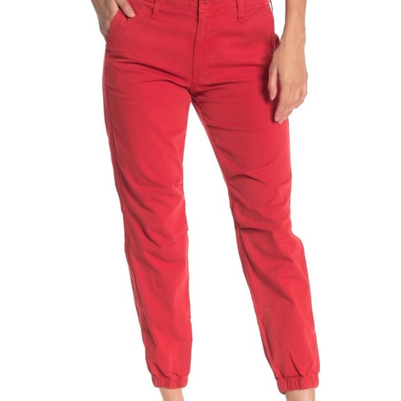 NWT Mother No Zip Misfit Pants Red Size 26 Joggers - Picture 1 of 8